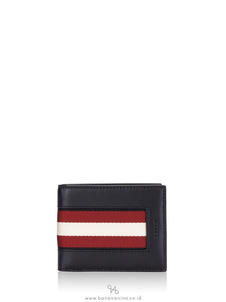 Bally Men Bevye Leather Wallet Black Red