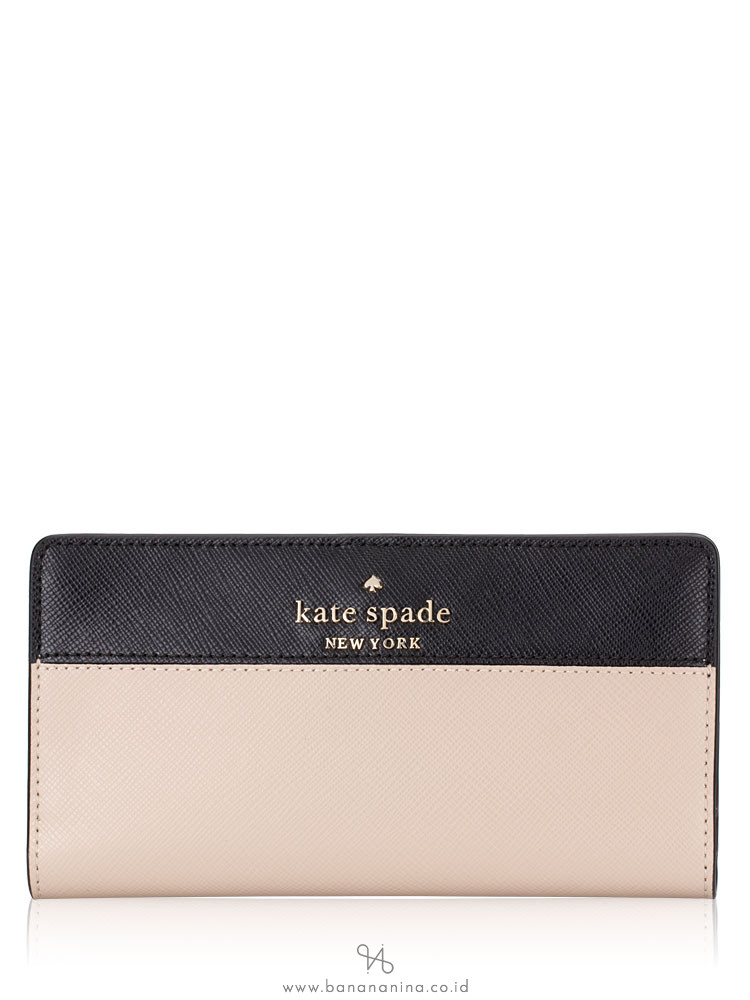 Kate Spade Staci Colorblock Large Slim Bifold Wallet Warm Beige Multi