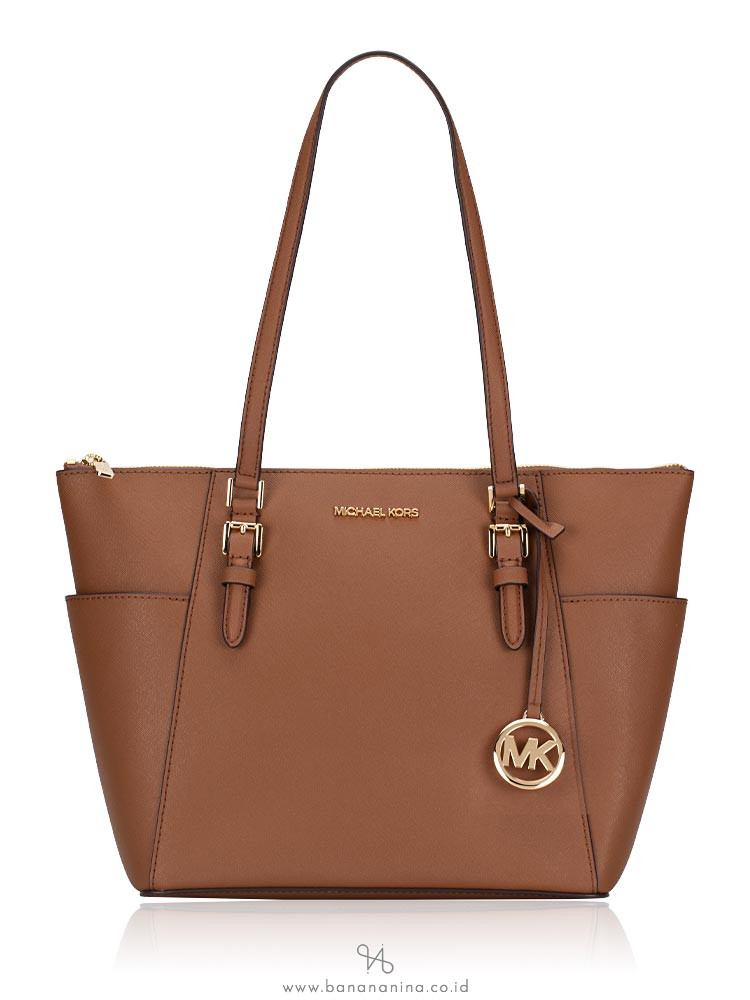 Michael Kors Ruby Large Signature Logo Top Zip Tote Bag - Camel