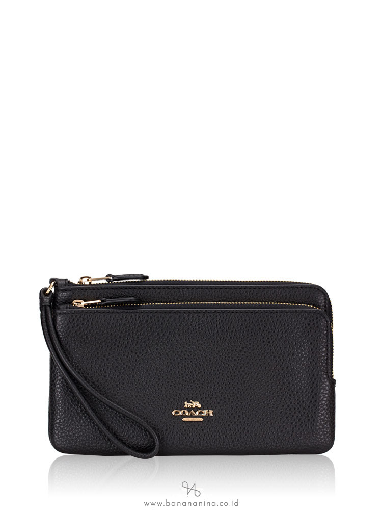 Coach C5610 Leather Double Zip Wallet Black
