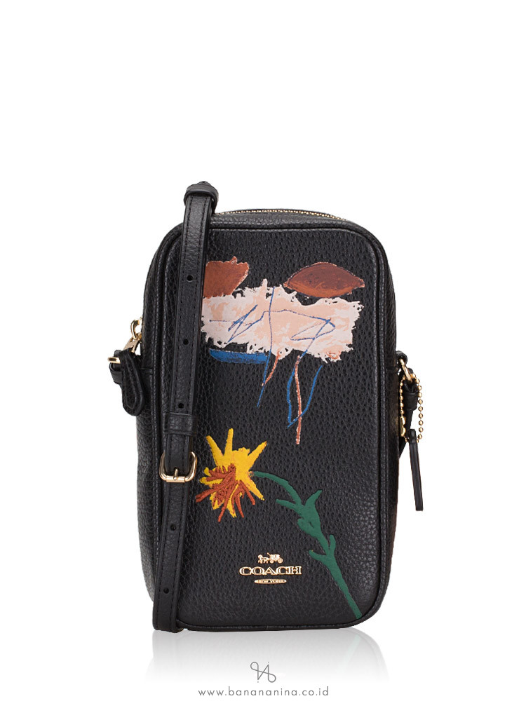 Coach X JeanMichel Basquiat C5613 North South Zip Crossbody Black Multi