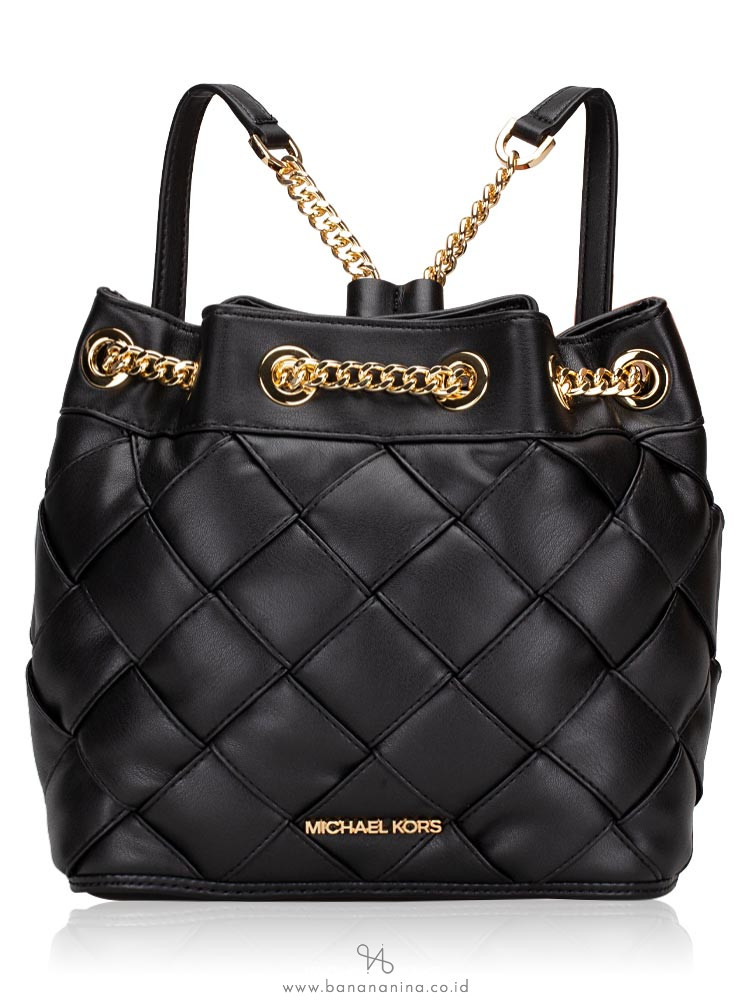 Michael Kors Regina Drawstring Chain Small Backpack Black