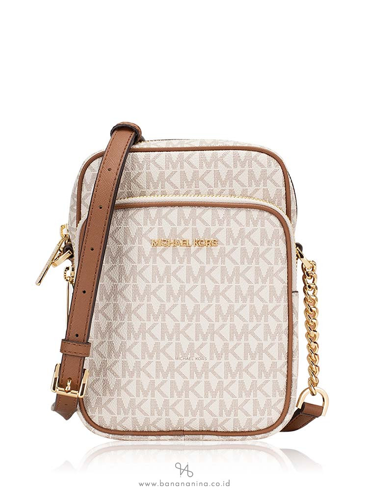 Michael Kors Signature Jet Set Travel Medium NS Chain Crossbody Vanilla