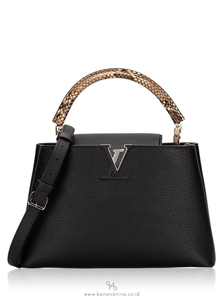 Louis Vuitton Taurillon Python Handle Capucines MM Noir