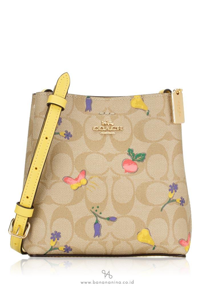 Coach C8255 Signature Dreamy Veggie Mini Town Bucket Bag Retro Yellow