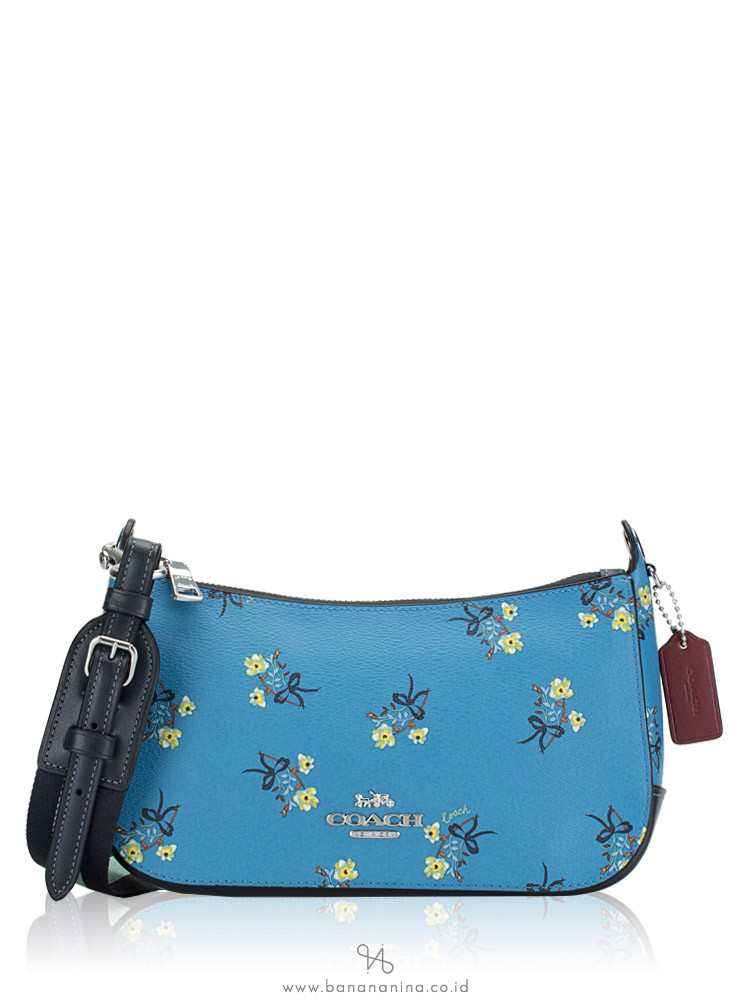 Coach C6821 Floral Bow Print Jess Baguette Blue Multi