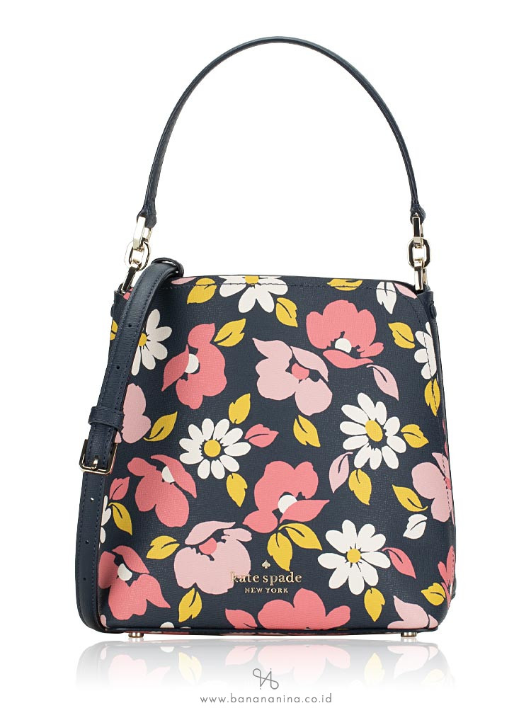 Kate Spade Darcy Road trip Floral Small Bucket Blue Multi