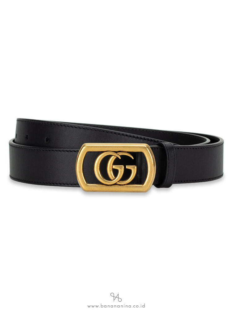 Gucci Calfskin Framed Double G Belt 95 