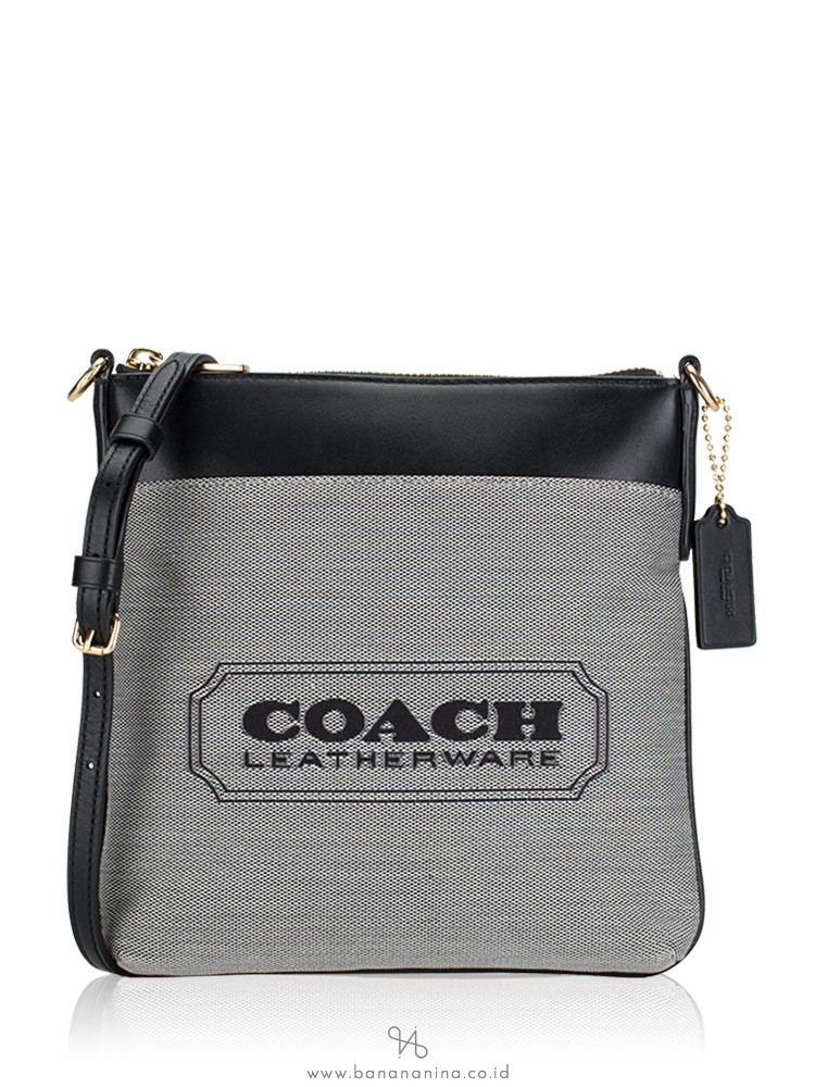 COACH GD/SALT BLACK Badge Jacquard Kitt Crossbody CC970 - Women's handbags