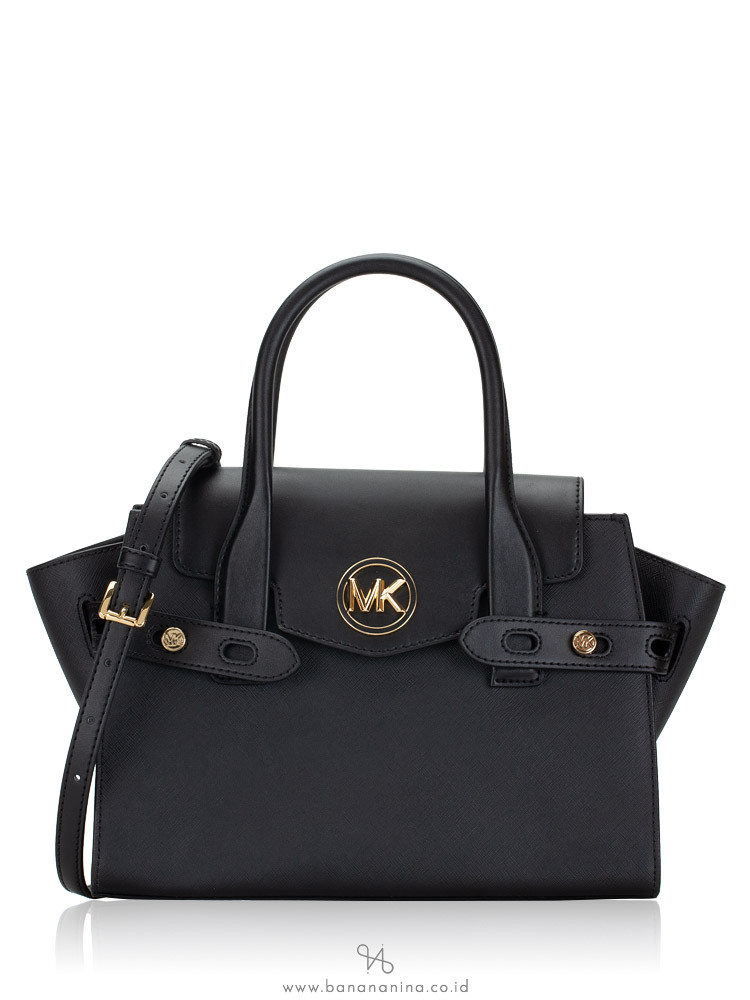 Michael Kors Carmen Medium Flap Belted Satchel Black