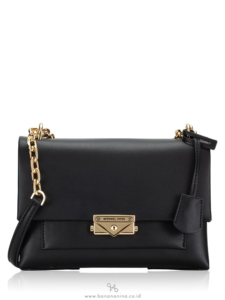 Michael Kors Cece Medium Flap Leather Shoulder Bag Black