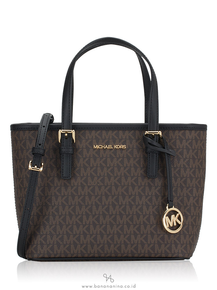 Michael kors metallic signature jet set travel tote shop