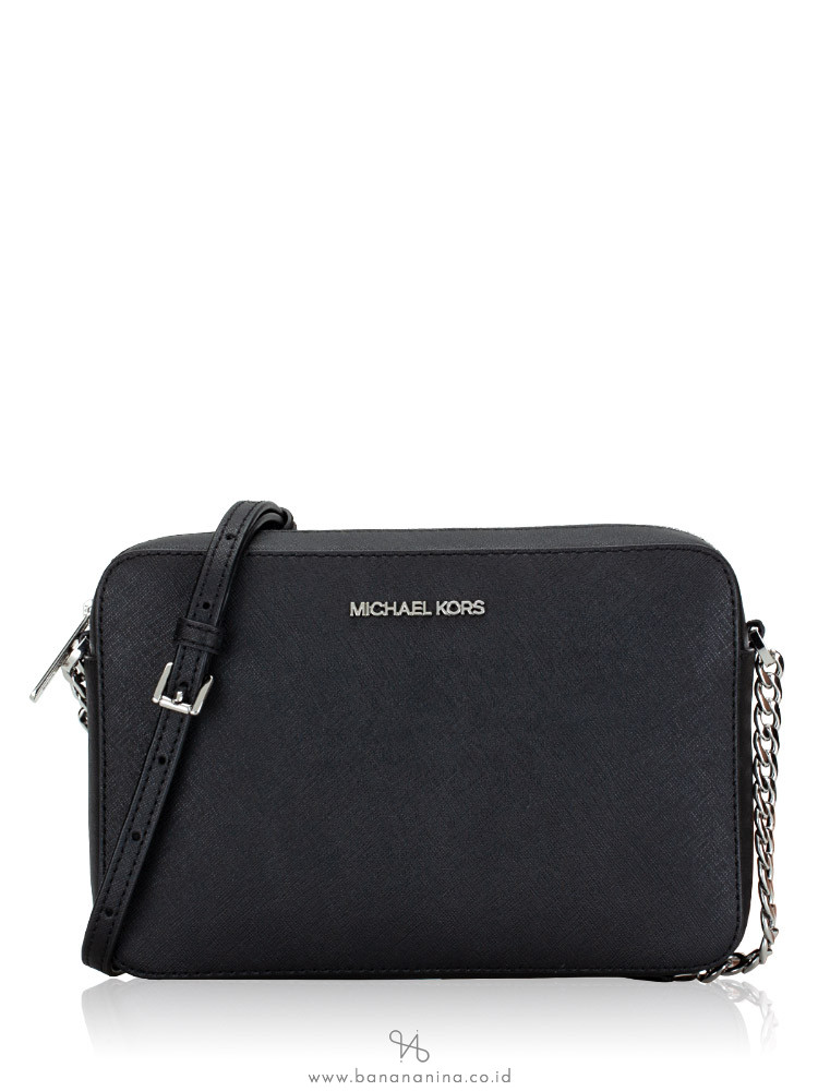 Michael Kors Jet Set Item Large Crossbody Black Silver