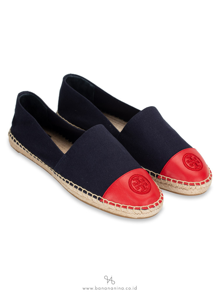 Tory Burch Colorblock Canvas Espadrilles Perfect Navy Nautical Red Sz 11