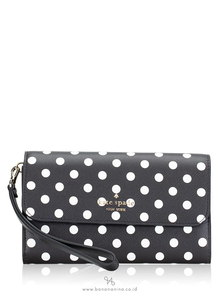 Kate Spade Cheers Charming Dot Boxed Medium Phone Wristlet Black Multi