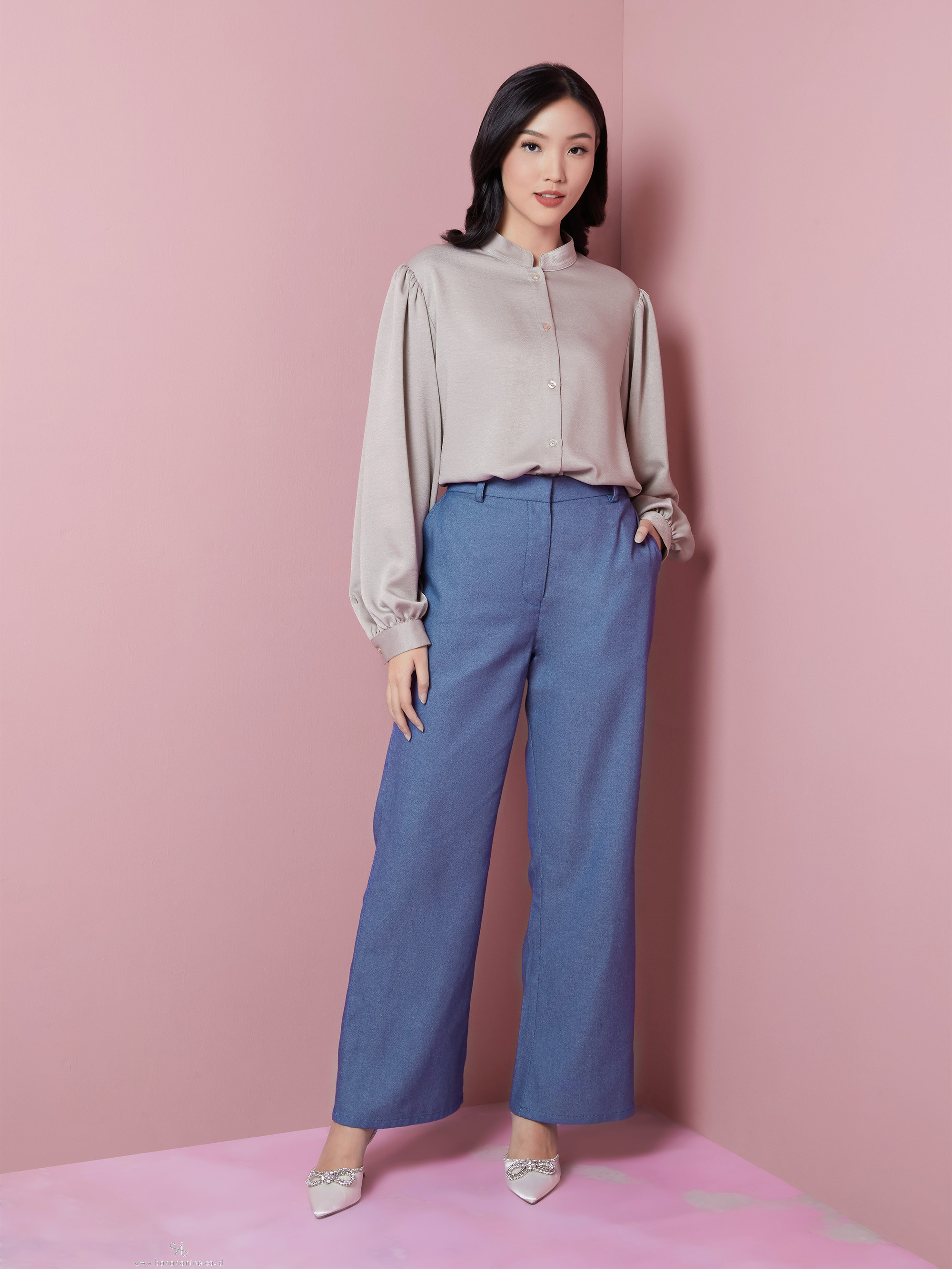 Ivory White Alaska Denim Pants Light Blue