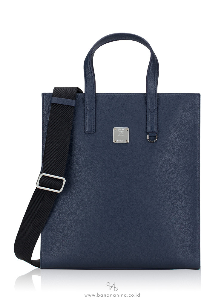 Navy blue deals mcm tote bag