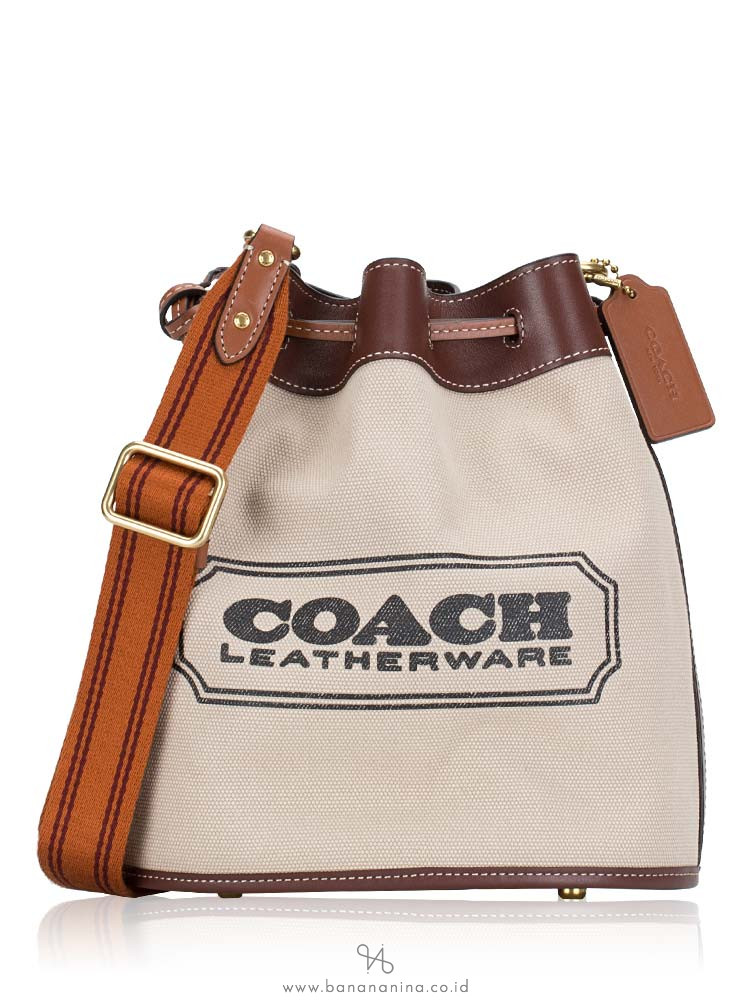 Coach C8467 Badge Field Bucket Bag Dark Natural Multi
