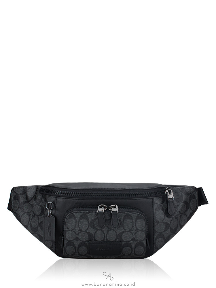 Coach Men C3765 Signature Track Belt Bag Charcoal Black