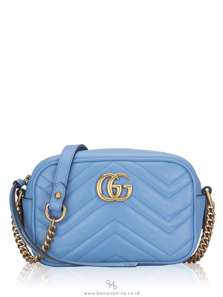 Gucci GG Marmont Matelasse Mini Camera Bag Clear Sky Blue