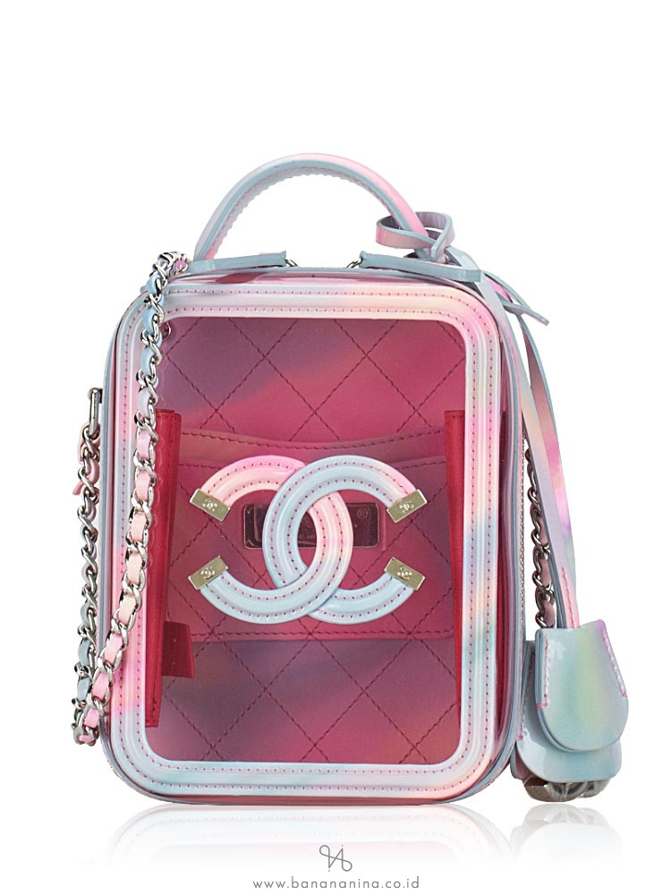 Chanel PVC Patent Calfskin Vertical Vanity Case Pink