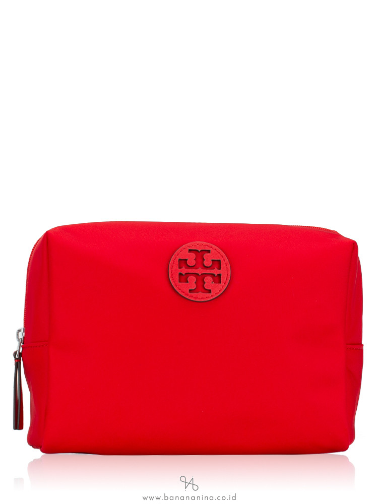 Tory Burch Medium Nylon Cosmetic Case Brilliant Red