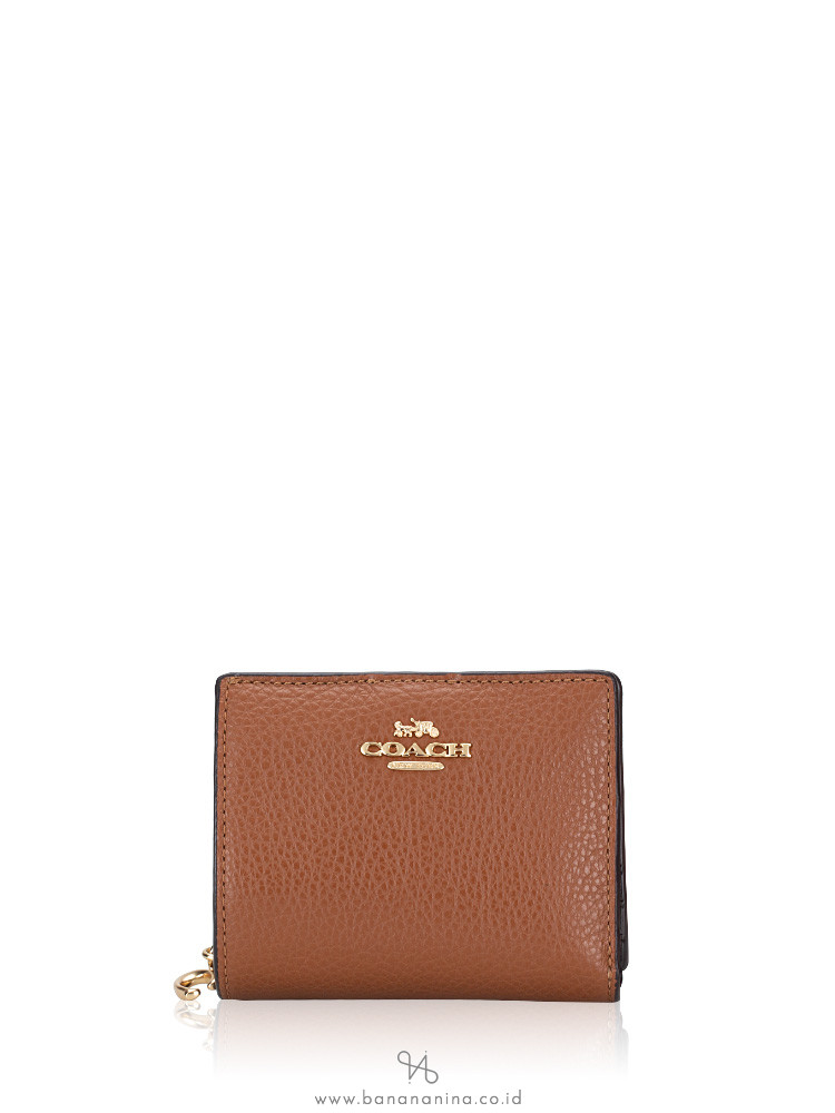 Coach C2862 Pebble Leather Snap Wallet Redwood