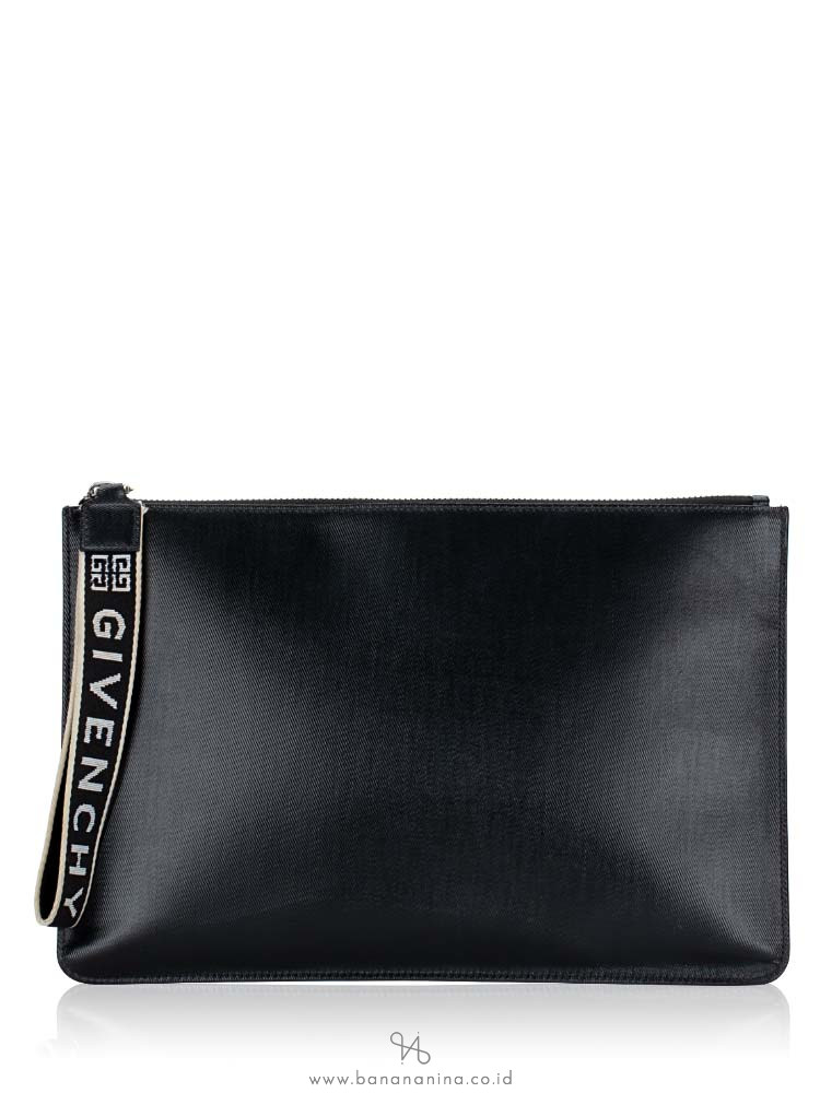 Givenchy Men 4G Large Zipped Pouch with Wrist Strap Black