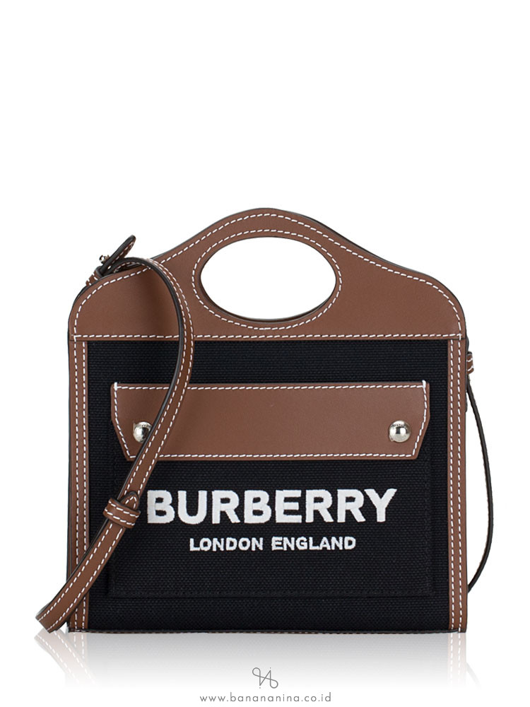 Burberry Canvas Micro Pocket Bag Black Tan