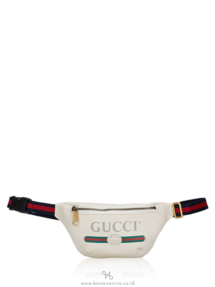 Gucci Grained Calfskin Logo Small Belt Bag White