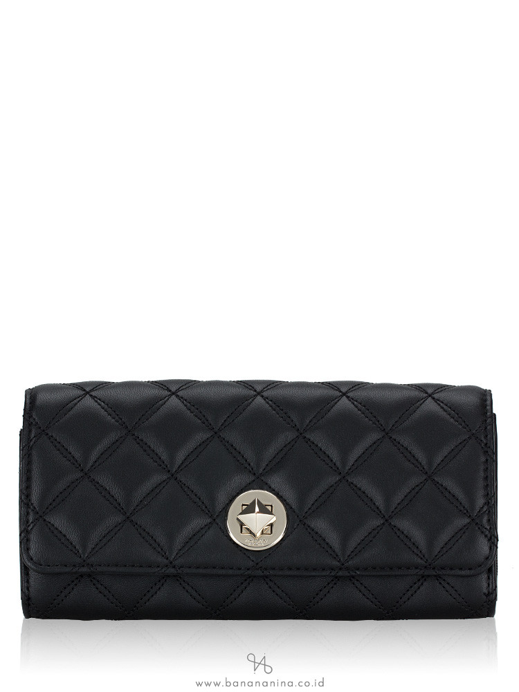 Kate Spade Natalia Boxed Smooth Quilted Large Turnlock Wallet Black