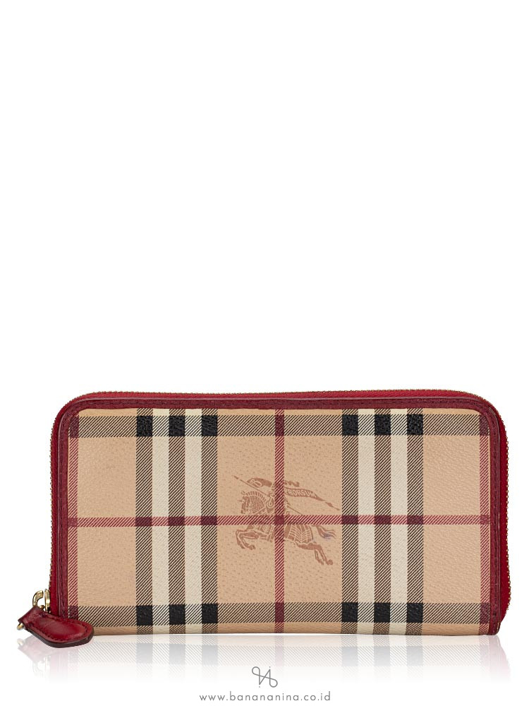 Burberry Haymarket Check Large Ziggy Wallet Military Red