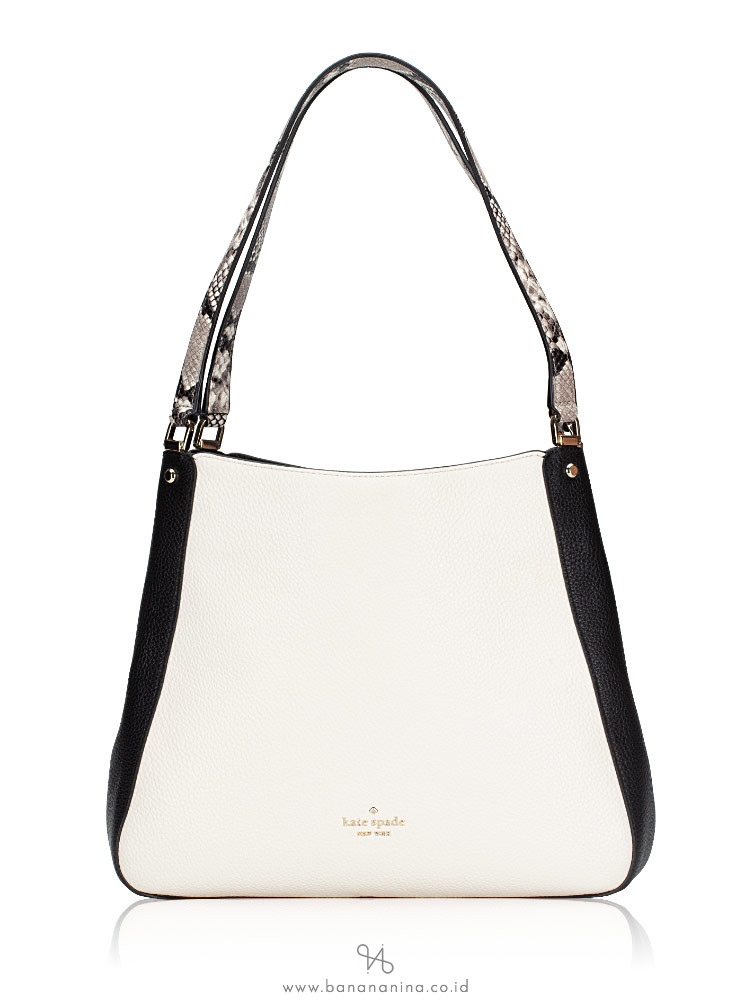 Kate Spade Leila Mixed Material Medium Triple Compartment Shoulder Bag  Parchment