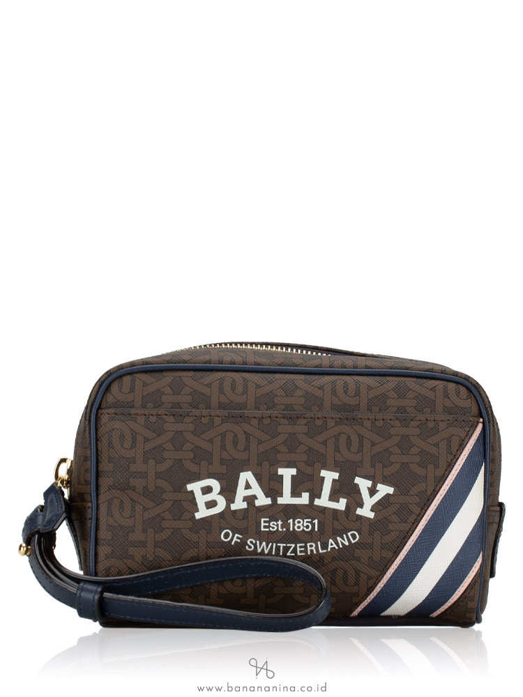 Bally Monogram Cedy Stripe Pouch Bag Multicue Midnight