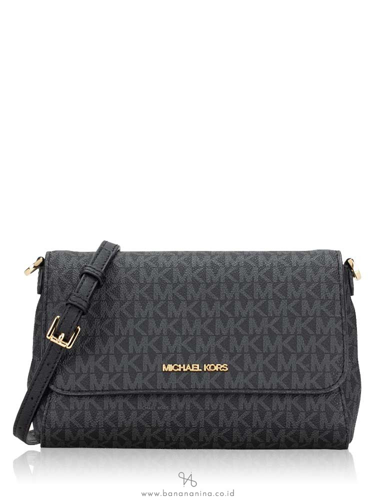 Michael Kors Jet Set Signature Medium Convertible Crossbody Bag Black