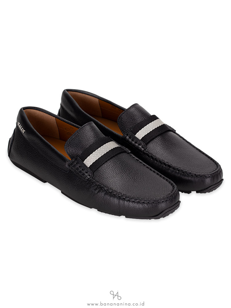 Bally Men Pearce Leather Drivers In Black Bovine Printed Sz 11