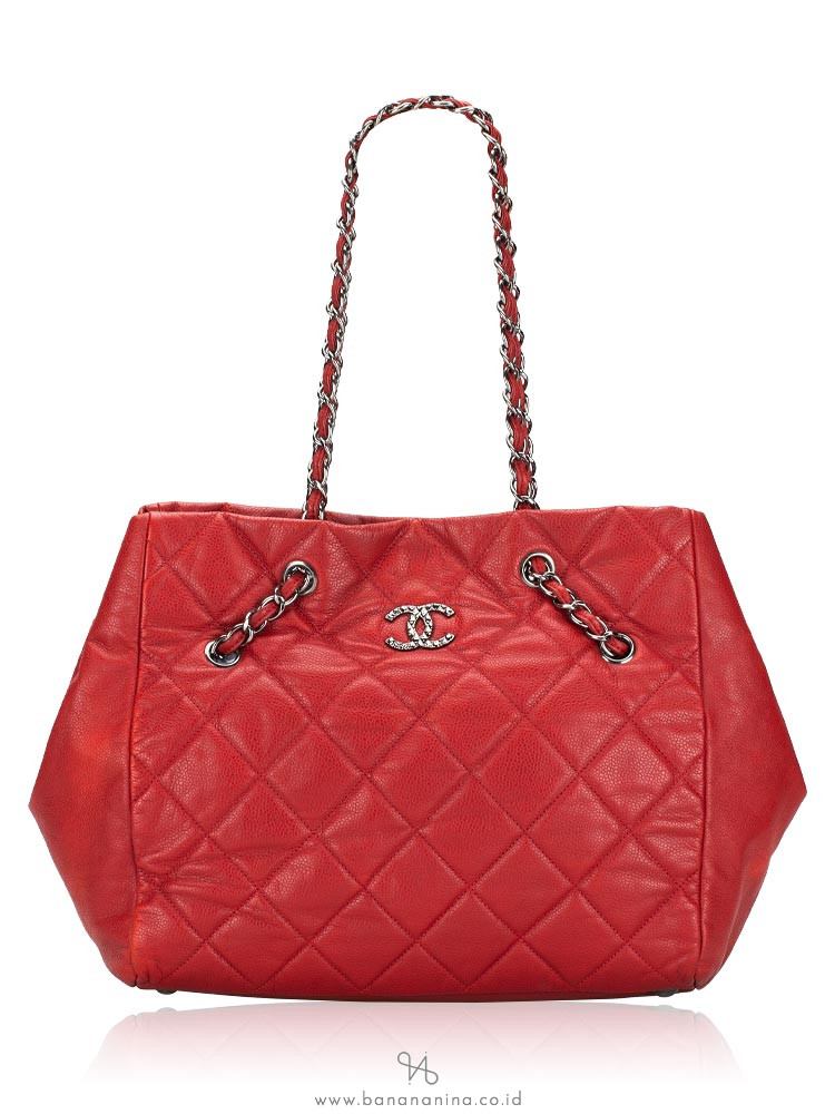 Chanel Cells Quilted Caviar Leather Large Tote Bag