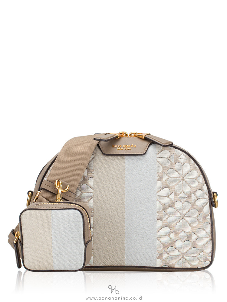 Michael Kors Women's Zooey Medium Logo Jacquard Barrel Bag - Natural - Shoulder Bags