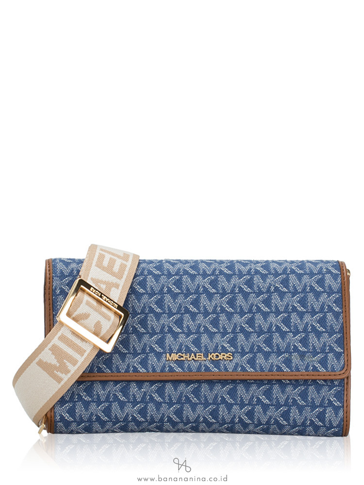 Michael Kors Jet Set Large Wallet Crossbody Denim 