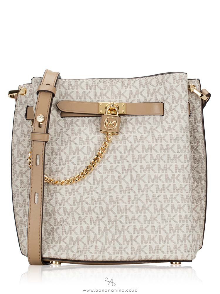 Michael Kors Signature Hamilton Legacy Medium NS Messenger Vanilla Multi