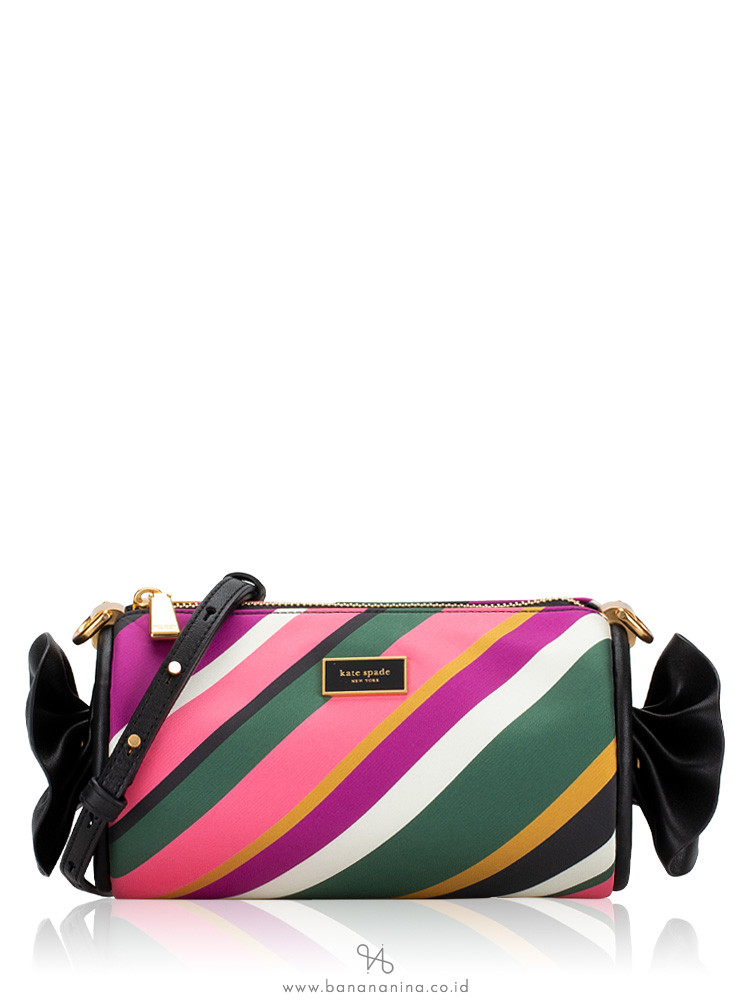 Kate Spade Sweet Treats Jacquard Festive Multi Stripe Barrel Bag K9981 NWT