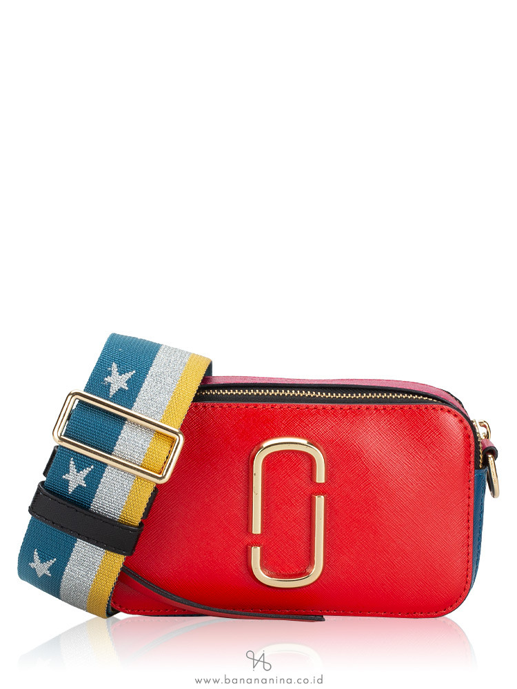 Marc Jacobs Snapshot Bag Crossbody in Saffiano Leather Lava Red Multi