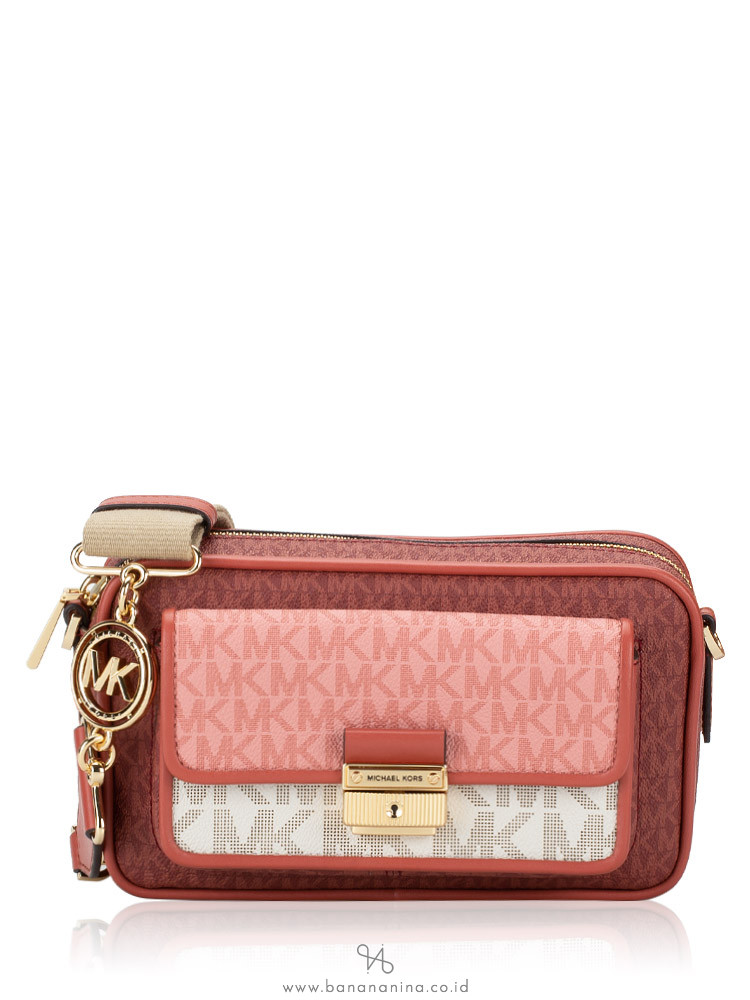 Michael Kors Signature Bradshaw Medium Pocket Camera Crossbody Cinnamon