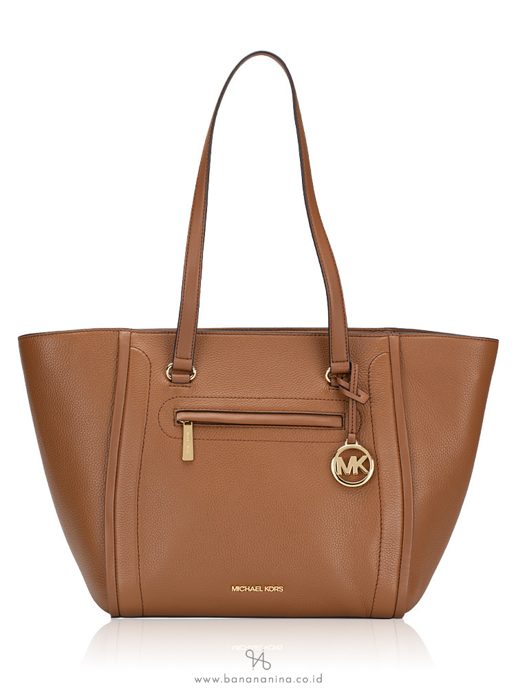 Michael Kors Carine Front Zip Leather Large Tote Luggage
