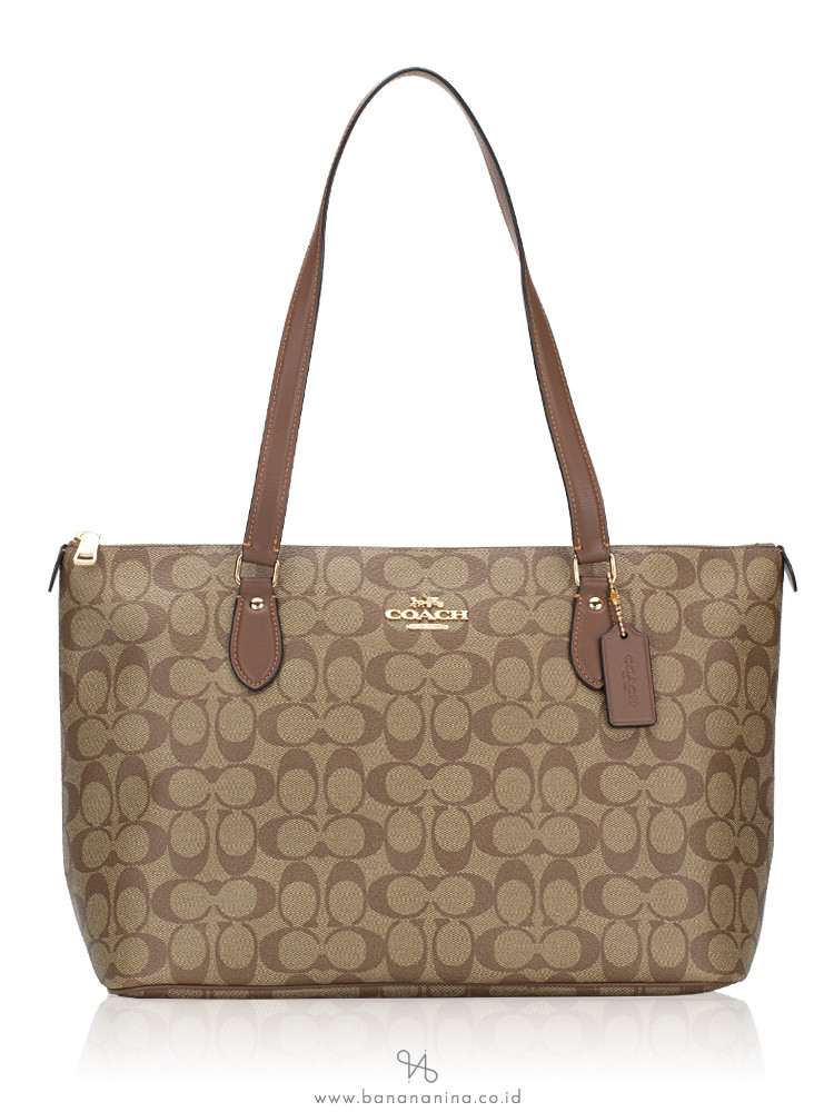 Coach CH504 Signature Gallery Tote Khaki Saddle