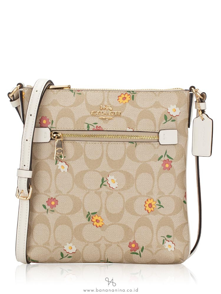 Coach CH479 Signature Nostalgic Ditsy Print Mini Rowan File Bag Light Khaki Multi