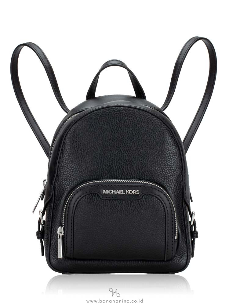 Michael Kors Jaycee Leather Xs Convertible Zip Pocket Backpack Black