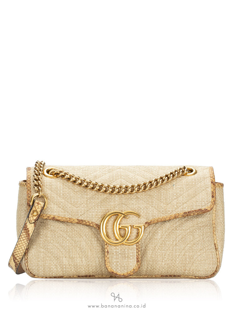 GUCCI GG MONOGRAM MATELASSE MEDIUM BEIGE MARMONT SHOULDER BAG