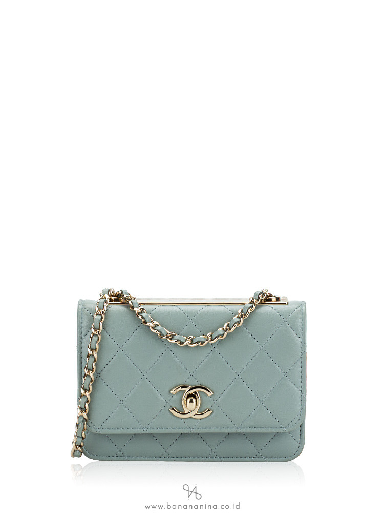 Chanel Lambskin Mini Trendy CC Wallet On Chain WOC Green