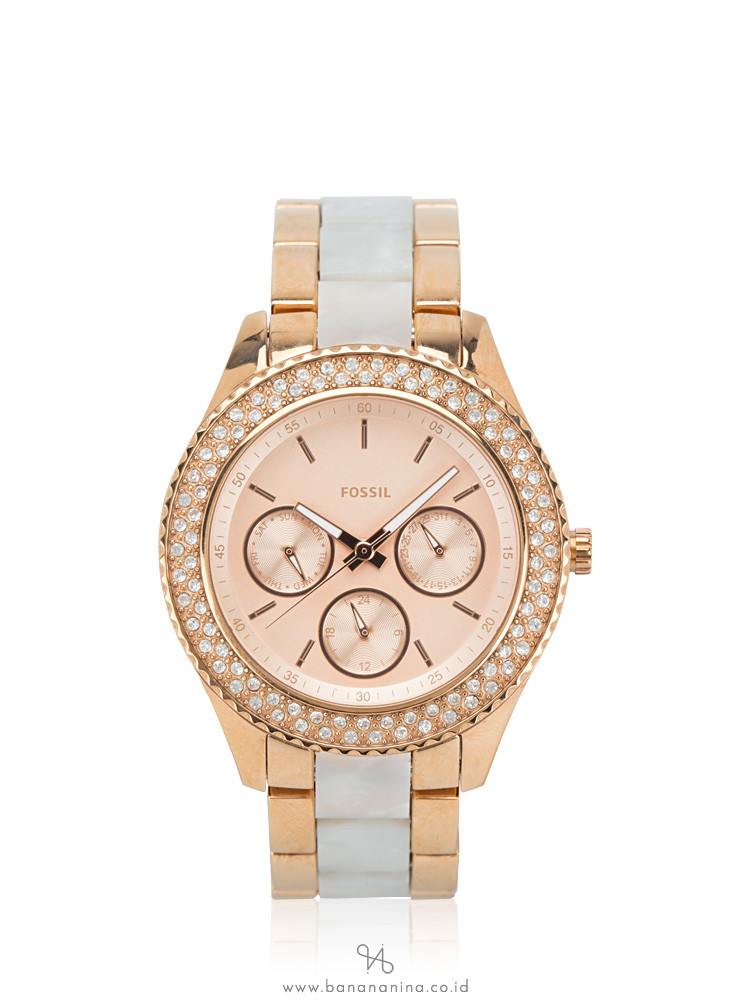 Fossil ES4755 Stella Two Tone Stainless Acetate Cream Rose Gold